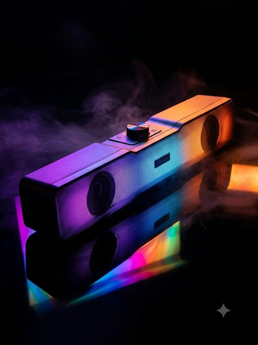 KTS 1968 Dual Speaker RGB Sound Bar Supports Bluetooth,TF Card,USB,AUX 1800mah Lithium-ion Battery